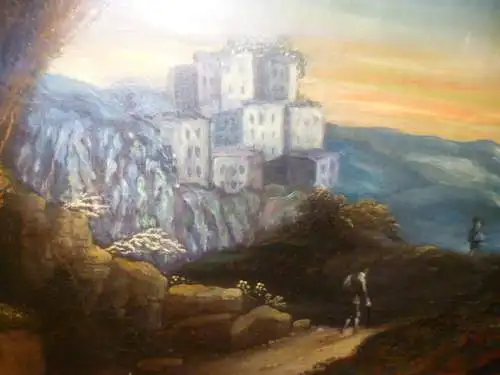 Johann Wilhelm Schirmer Landschaftsmaler (1807-1863) Ansicht der Höhle der Kapuziner von Amalfi von Wanderer gesehen"  um 1840-45 