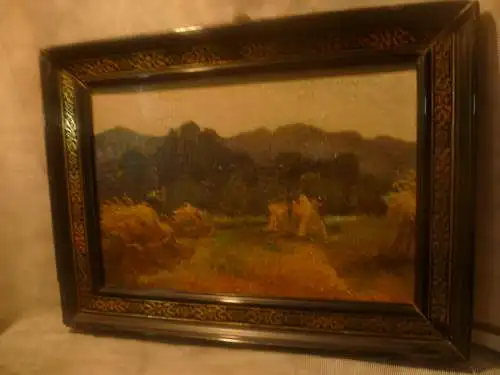 Hans Richard von Volkmann 1860 - 1927  "Heugarben in Landschaft um Willingshausen "1900-1920 gemalt , keines Ölgemälde in orig. Rahmung