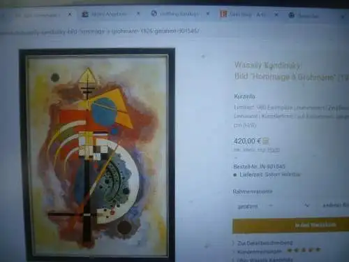 "Seegelschiff " Akademischer Maler des XX datiert 86 Buntstiftzeichnung in der Art des Wassily Kandinsky  / Josef Werner 1945 -?!!