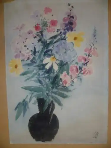 Karl Wolf 1901-Münch1993"Blumenstrauß" Aquarell rechts signiert verso betitelt und1965 datiert.