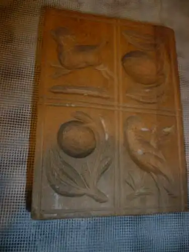 Springerle Modell 4 Motive:  um 1880 besonders seltene Motivwahl Kirschbaum 7,5 x 10cm  Provenienz Bäckerei  Gauss in Bretten