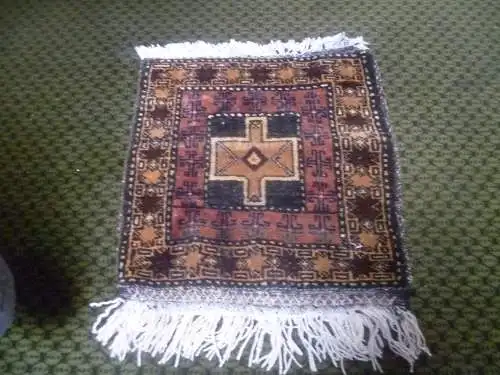 Nordwest Iran Gebetsteppich von 1986 Etikett 48 x 42 cm Top Erhaltung von Hand geknüpft reine Wolle