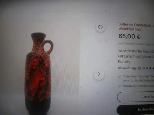 Seltene Elma VASE Kunstkeramik Formnummer 413/30 aus den 1960 Jahren  H. 31 cm 