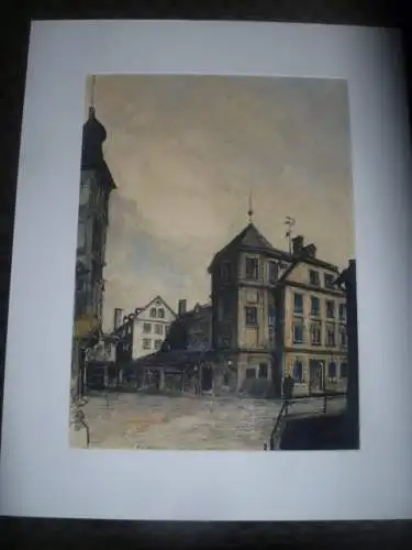  "Stadtmühle in Reichenberg" Franz Josef Straße Erwin Müller 1893-1978 Mischtechnik 