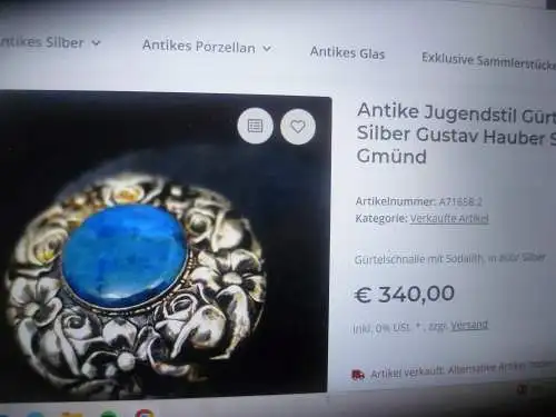 Art Deko Gustav Hauber schwäbisch Gmünd Rosenquarz Brosche Art Deko um 1940 aus 835 Silber , Sicherheitsverschluss! Durchmesser: 32 mm nicht punziert