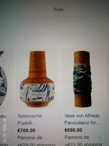 FRATELLI FANCIULLACCI Relief Vase Italian Alla Moda Pottery MCM Retro Bitossi Keramik Manufaktur gegründet 1862 von Raffaello Fanciullacci in Capraia Fiorentina.