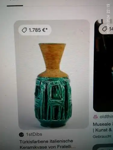 FRATELLI FANCIULLACCI Relief Vase Italian Alla Moda Pottery MCM Retro Bitossi Keramik Manufaktur gegründet 1862 von Raffaello Fanciullacci in Capraia Fiorentina.