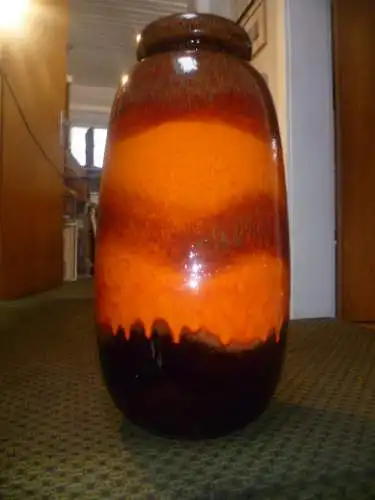 Scheurich XXL Bodenvase 284-53 Orange und Rottöne Fat Lava Lasur  von Gerda Heukeroth Vintage 1970 