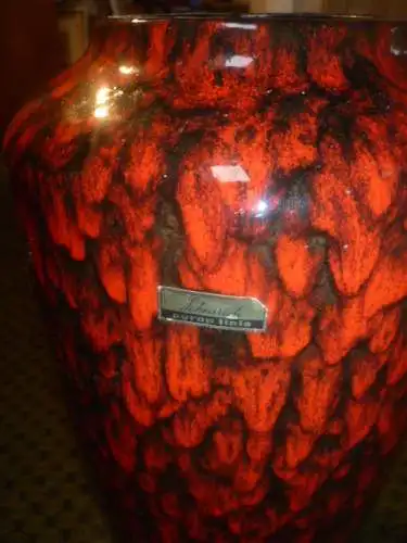 Scheurich Bodenvase Keramik 517 - 38 Fat Lava rot/schwarz W.Germany WGP Vintage Top Erhaltung! Achtung diese Keramik wiegt alleine 3 kg 