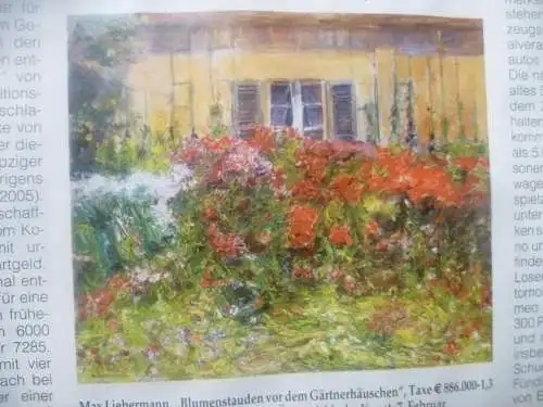 Alexandre Lunois 1863-Paris1916 "Blühender Blumengarten vor einem Landsitz in Paris" Impressionistisches Gemälde im Stil des Max Liebermann  Ölgemälde auf Holzplatte , rechts signiert