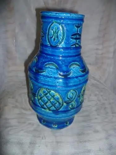 Aldo Londi Bitossi Rimini Blue and Green Vase, Italy, Marked 9323/2S, Jug Vase Höhe: 26 cm aus der Vitrine top! 