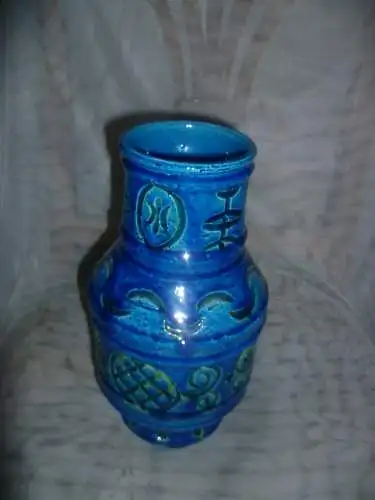 Aldo Londi Bitossi Rimini Blue and Green Vase, Italy, Marked 9323/2S, Jug Vase Höhe: 26 cm aus der Vitrine top! 