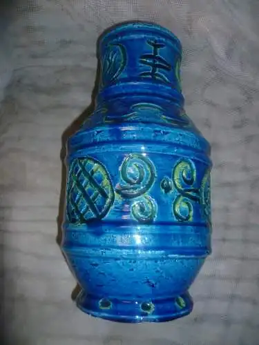 Aldo Londi Bitossi Rimini Blue and Green Vase, Italy, Marked 9323/2S, Jug Vase Höhe: 26 cm aus der Vitrine top! 