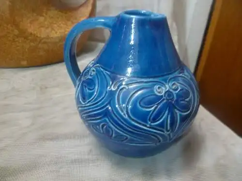 Aldo Londi Bitossi Rimini Blue and Green Vase, Italy, Jug Vase Höhe: 12,5 cm aus der Vitrine top! 