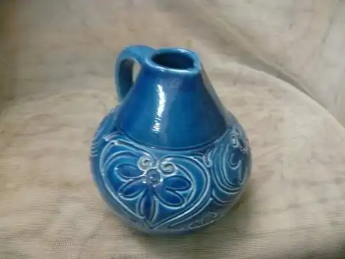 Aldo Londi Bitossi Rimini Blue and Green Vase, Italy, Jug Vase Höhe: 12,5 cm aus der Vitrine top! 