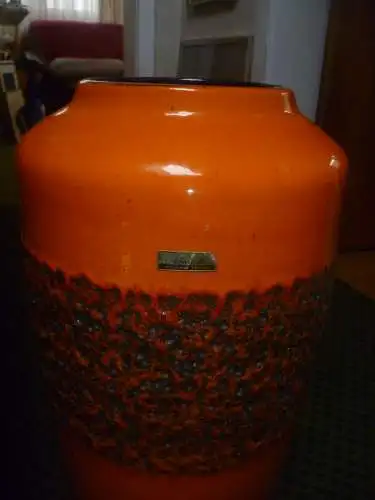 Scheurich Bodenvase Keramik 517 - 50 Fat Lava orange/schwarz W.Germany WGP Vintage Top Erhaltung! Achtung diese Keramik wiegt alleine 3 kg 