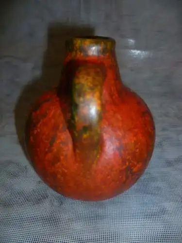 Vase Markenkeramik     Ruscha Keramik kleine Vase  Vulkano  Nr. 304 orange Lauflasur H: 11,5 cm 