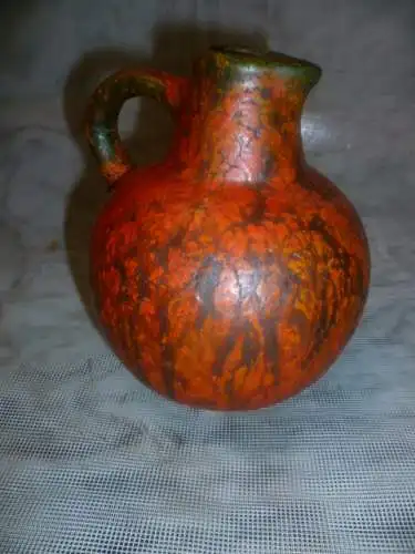 Vase Markenkeramik     Ruscha Keramik kleine Vase  Vulkano  Nr. 304 orange Lauflasur H: 11,5 cm 