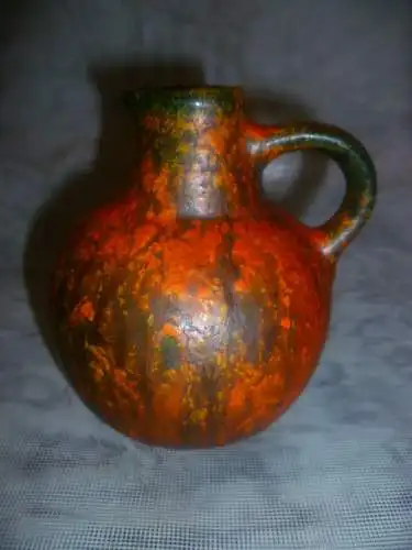 2 Konvolut Vase Markenkeramik     Ruscha Keramik kleine Vase  Vulkano 830 und  Nr. 304 orange Kürbisfarben Lauflasur aus den 1960 Jahren