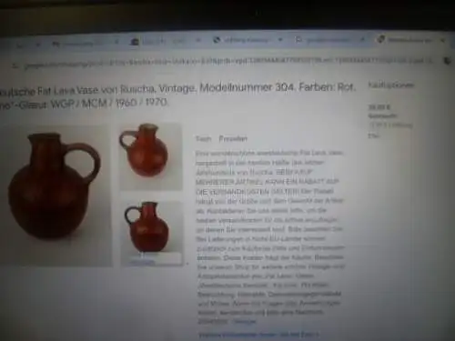 2 Konvolut Vase Markenkeramik     Ruscha Keramik kleine Vase  Vulkano 830 und  Nr. 304 orange Kürbisfarben Lauflasur aus den 1960 Jahren