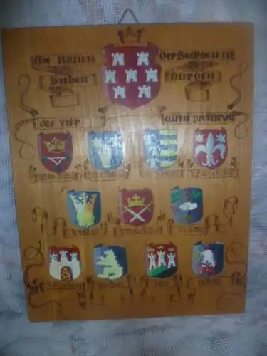 Siebenbürger 12 Wappen  Ansichten Tafel sehr detailliert und fein von Hand bemalt !