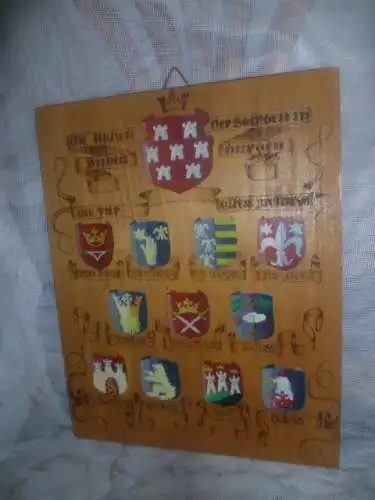 Siebenbürger 12 Wappen  Ansichten Tafel sehr detailliert und fein von Hand bemalt !