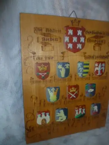 Siebenbürger 12 Wappen  Ansichten Tafel sehr detailliert und fein von Hand bemalt !