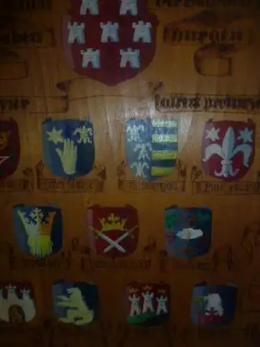 Siebenbürger 12 Wappen  Ansichten Tafel sehr detailliert und fein von Hand bemalt !