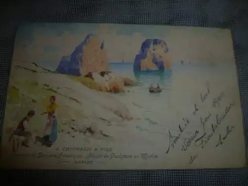 Giuseppe Ferrarini 1846 Parma -1896 Brighton " Capri " Künstlerpostkarte Aquarell datiert 1900