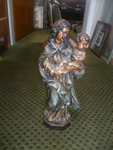 Mainzer Madonna mit Jesuskind Mitte 18 Jhd originale polychrome Fassung Höhe 42 cm