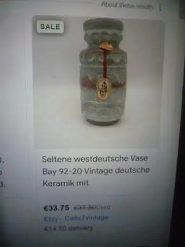 2 Stück Inka / Taupe Bay  Bodo Mans Design hier  Fat Lave Vase in rötlich grün creme gesprenkelt schwarz Lasuren Formnr. 92-20 H: 20  und 14 cm cm aus der Vitrine 