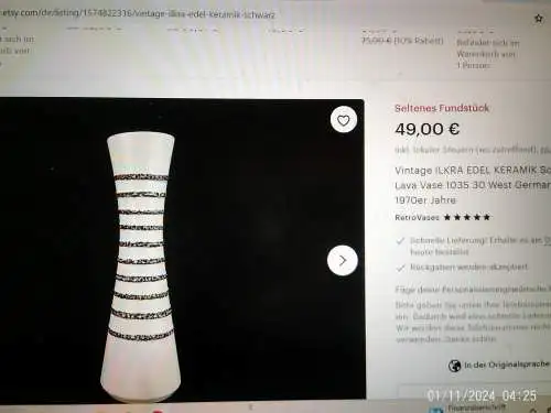 2 Stück  J.L. Knödgen Designer Keramik Ilkra Edelkeramik Vase 1035-25 