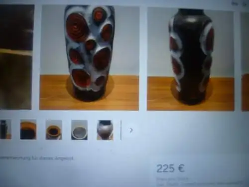 Knud Kneudgen BAY-KERAMIK Vase in weiß 1970s OP Art, BAY Keramik 84-20 W-Germany Höhe 21cm, ø 13cm