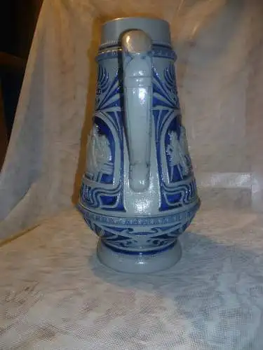 Jugendstil Reinhold Merkelbach 1900 Höhr Grenzhausen  Schenkkanne selten Nr.529   H: 28 cm aus der Vitrine 