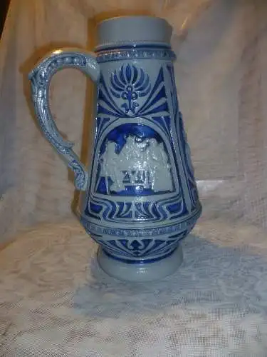 Jugendstil Reinhold Merkelbach 1900 Höhr Grenzhausen  Schenkkanne selten Nr.529   H: 28 cm aus der Vitrine 