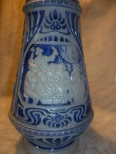 Jugendstil Reinhold Merkelbach 1900 Höhr Grenzhausen  Schenkkanne selten Nr.529   H: 28 cm aus der Vitrine 