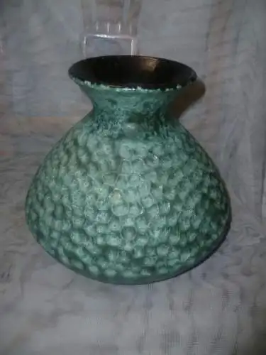 Dümler u Breiden 60er Jahre türkis grüne Ufo Space Vase  mit Metallgestell Keramik 315-20 Vintage