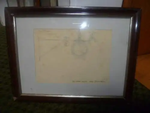 Oertel Karl 1890-1979  "Wirtshausschild Schwanen in Ka Knielingen  " Silberstiftzeichnung auf Papier  30 cm – 23 cm