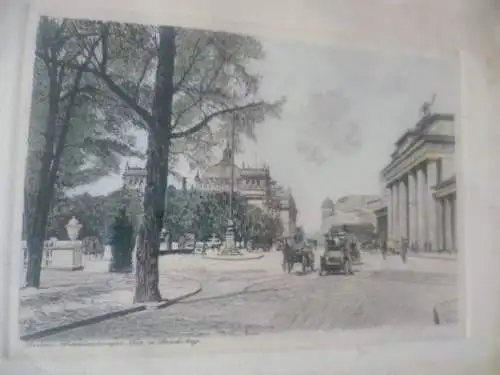Berlin Brandenburger Tor u Reichstag , Farbradierung  P. Simon um 1960