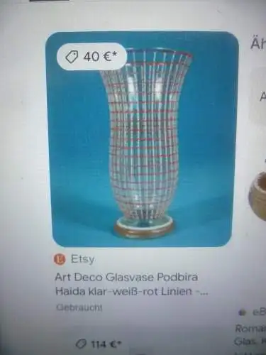 Theresienthal Friedrich von Poschinger Art Deko Vase Glas l schön Hand bemalt ! Art Deko um 1935 -45