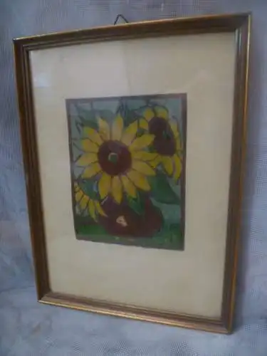 "Sonnenblumen in einer Vase auf dem Tisch"  Aquarell auf Papier  23 cm – 17cm