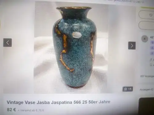 Vintage Vase Jasba " Jaspatina " 566 19 aus den 50er und 502 - 22 Keramik 1955-1959 gefertigt