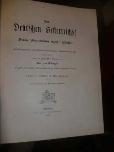 Den Deutschen Oesterreichs. Hundert Studienblätter Deutscher Künstler. Gebundene Ausgabe – 1. Januar 1896 von Wastian Heinrich Defregger Franz Von, Haushofer Max (Autor)