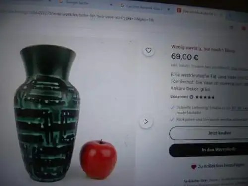 Carstens Keramik Ankara Formnr. 663-18 um 1950-59 H: 18cm    Besonders selten !!!