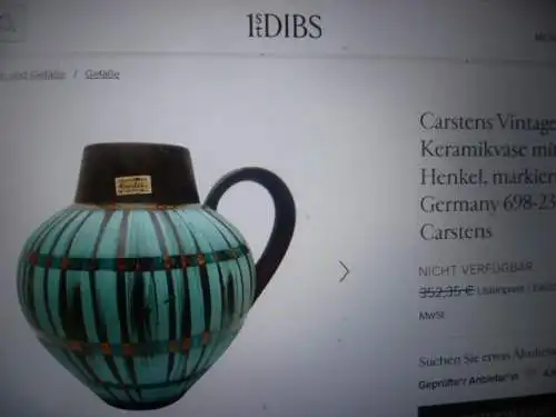 Carstens Keramik Ankara Formnr. 663-18 um 1950-59 H: 18cm    Besonders selten !!!