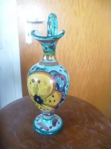 Italien Konvolut Essig bzw. Ölkännchen von  Hand bemalte Keramik Italien um 1960  signiert Rughi  .P  