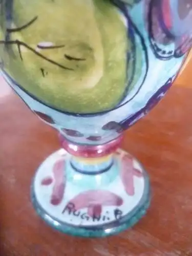 Italien Konvolut Essig bzw. Ölkännchen von  Hand bemalte Keramik Italien um 1960  signiert Rughi  .P  