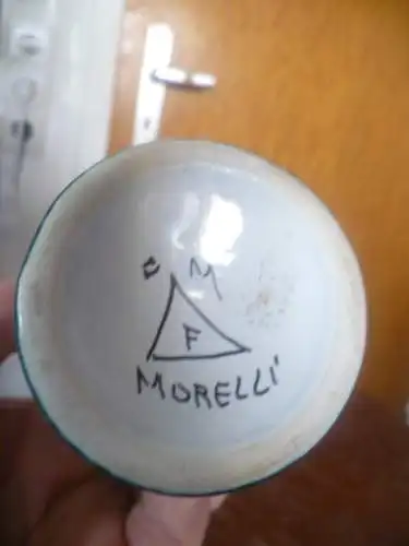 Italien Konvolut Essig bzw. Ölkännchen von  Hand bemalte Keramik Italien um 1960  signiert Rughi  .P  