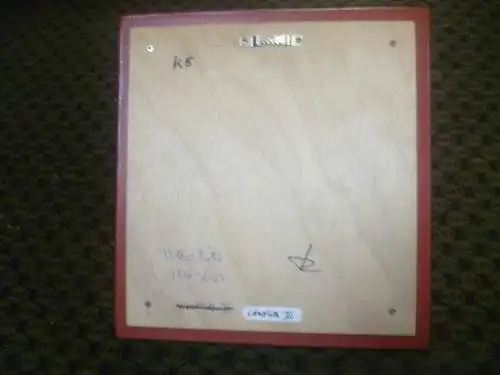 Volker Rütter1936-2023 Emaille Bild Farben aus Feuer Ländliche III Frühwerke um 1970 rechts signiert !