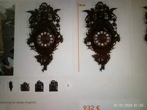 Verkaufen!!     Lenzkirch Walnuss Hand geschnitzt " Glückliche Stunde und Sie Zeige"  Mini Regulator um 1885  Masse: 44 x 18 cm 